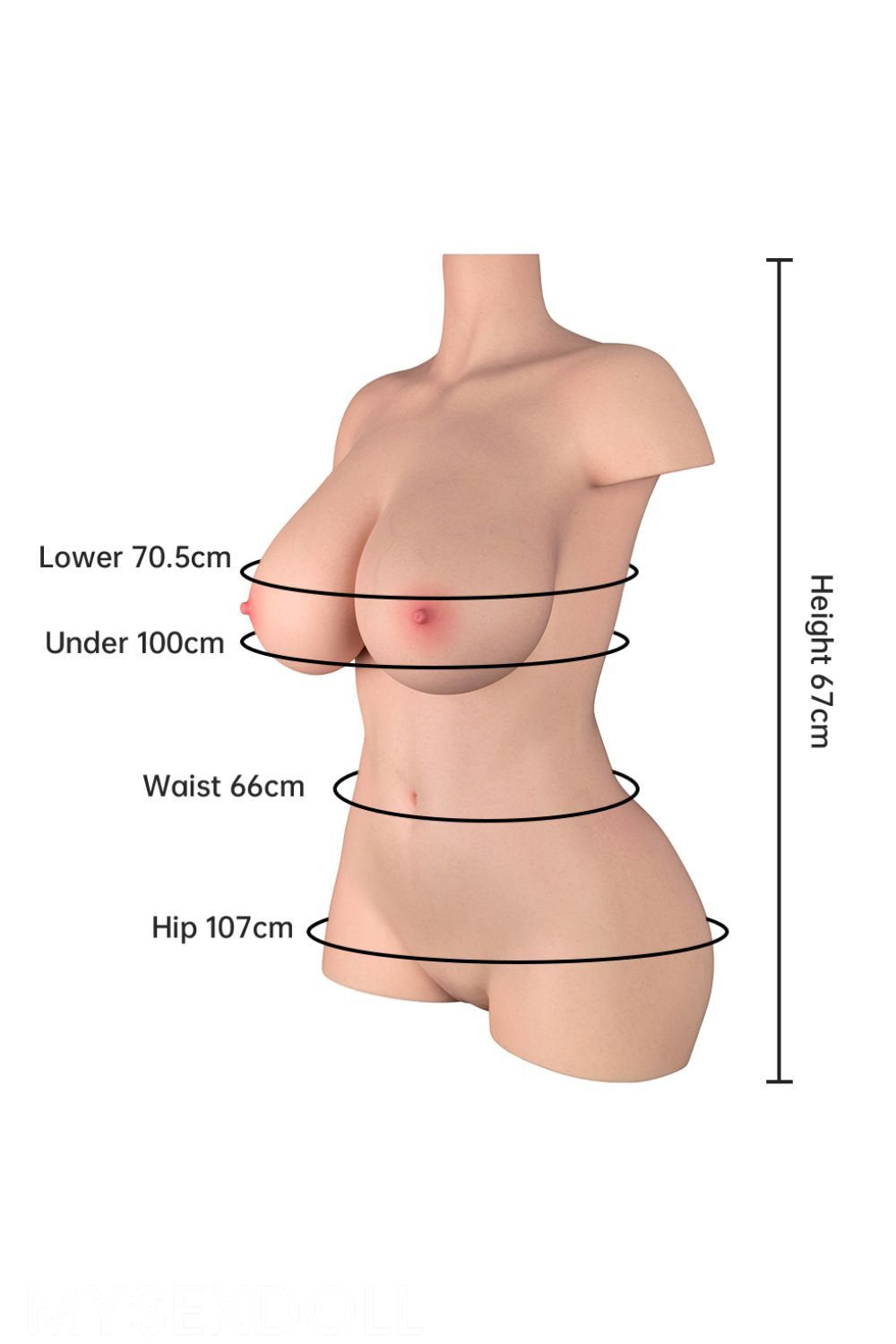 LoveNestle | Louie 2 ft 2 in / 67 cm Delicate Large Breast Silicone Torso (US Stock)