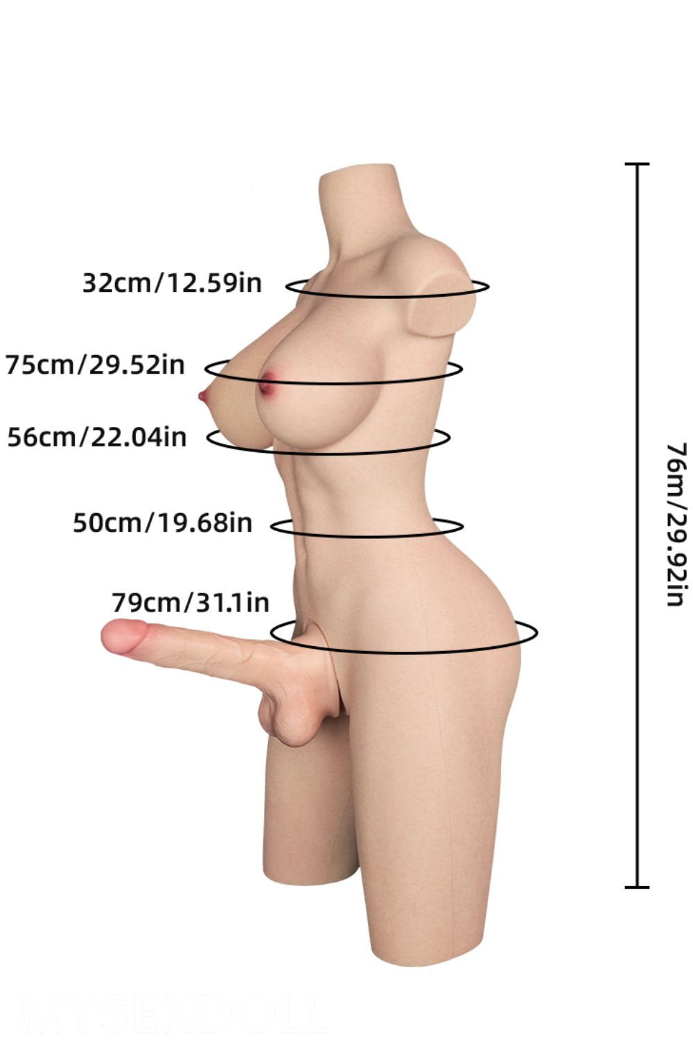 LoveNestle | Marna 2 ft 6 in / 76 cm Delicate Large Breast Silicone Torso (US Stock)