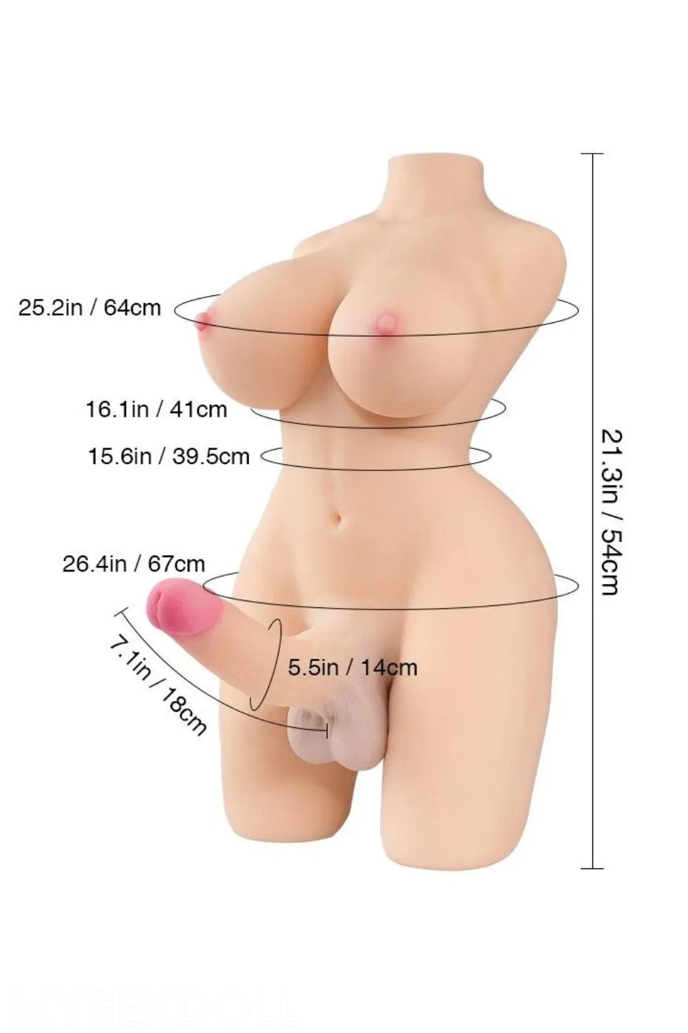 Tantaly | Lillie 1Ft 9/54cm Realistic Big Penis Trans TPE Torso (US Stock)